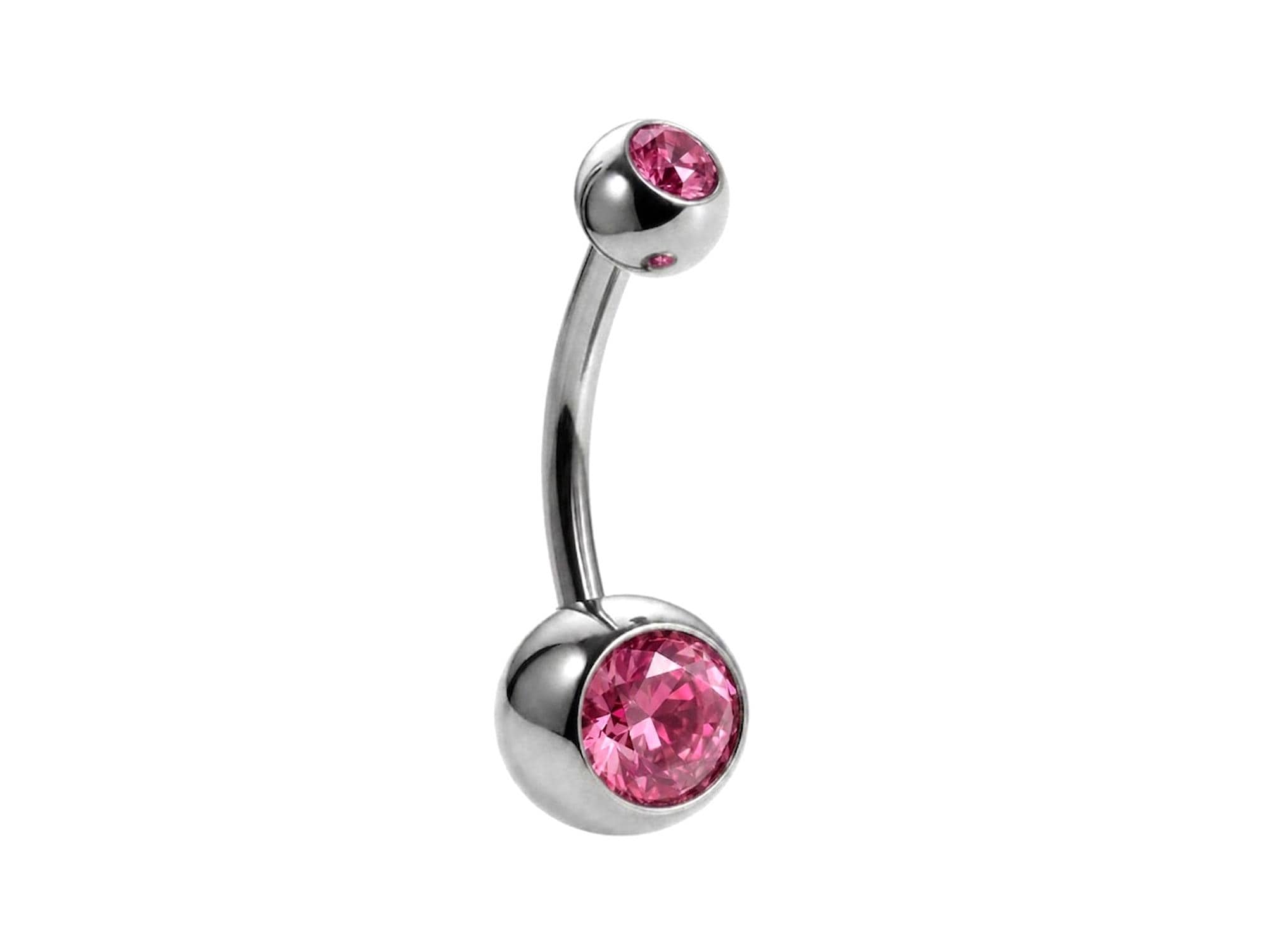 Internal Belly Bars, Titanium Navel Piercing 14G with Cubic Zircon Clear Crystals