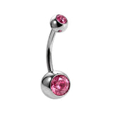 Internal Belly Bars, Titanium Navel Piercing 14G with Cubic Zircon Clear Crystals