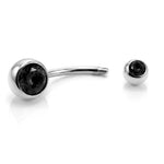 Belly Bars, Titanium Navel Piercing 14G with Cubic Zircon Clear Crystals