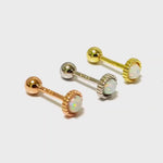 Silver Cartilage Earring, Helix Earring with Opal Stone - 20G Ear Piercing Screw Back- Helix Piercing Jewellery