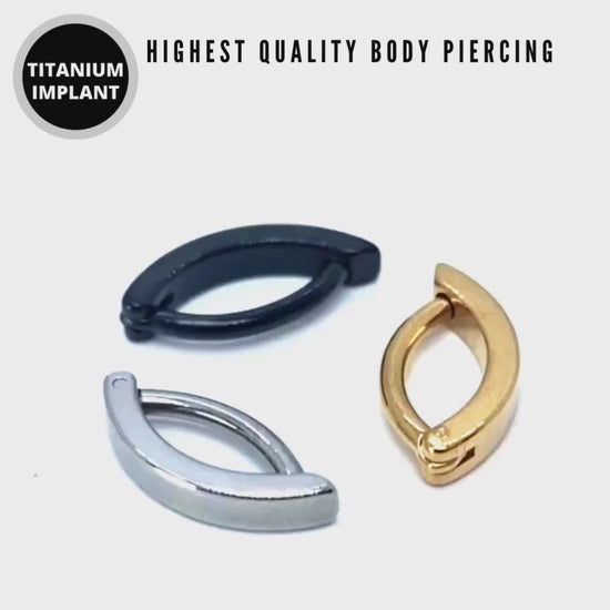 Titanium Clicker Belly Ring, Reverse Plain Belly Bar - 14G Belly Bar Size 10mm - Gold, Black, Silver Tone