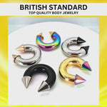 Gold Septum Piercing Internally Threaded Cone Horseshoe Barbell CBB/BCR Big Gauge Septum Ring, PA Ring Combination - British Standard